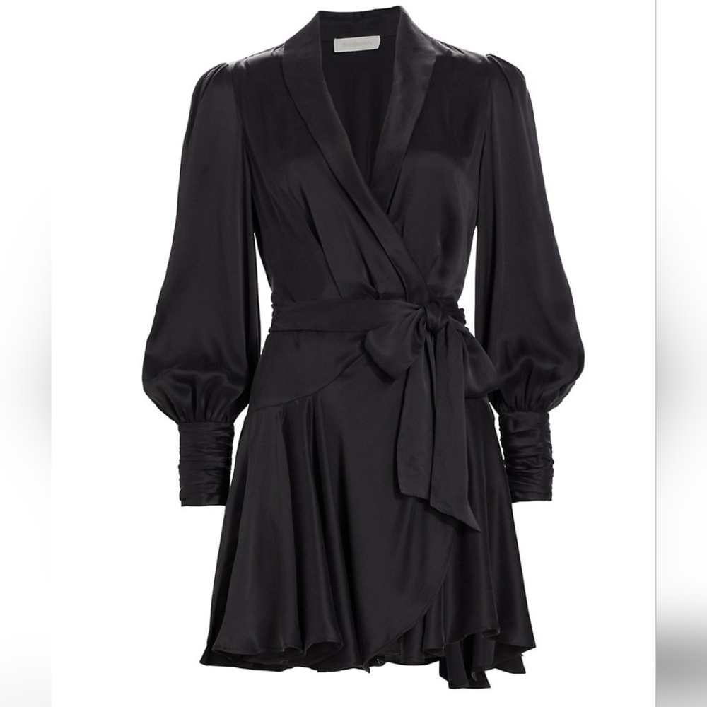 Zimmermann Black Silk Wrap Minidress